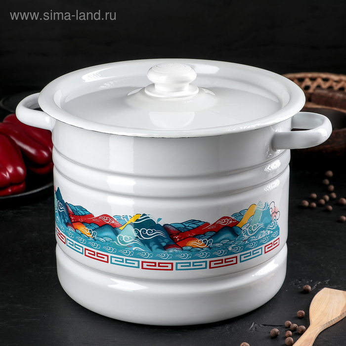 Мантоварка-позница эмалированная, 9 л, декор, 3 вставки, цвет МИКС Мантоварка-позница эмалированная, 9 л, декор, 3 вставки, цвет МИКС