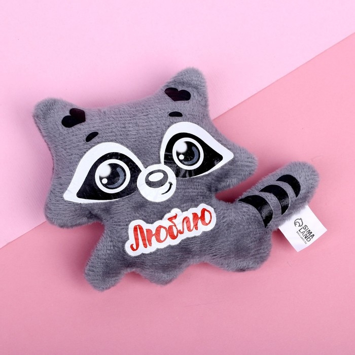 Мягкая игрушка-магнит «Люблю», енот Мягкая игрушка-магнит «Люблю», енот