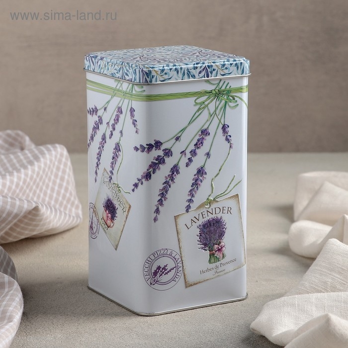 Банка с крышкой для сыпучих продуктов &laquo;Лаванда&raquo;, 1,2 л, 9&times;9 см, прямоугольная