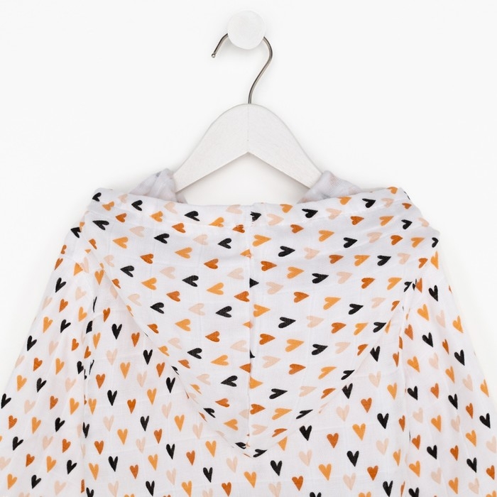 Халат детский муслиновый LoveLife &laquo;Сердечки&raquo; (6 лет, рост 116-122 см) 100% хлопок, 235 гр/м2