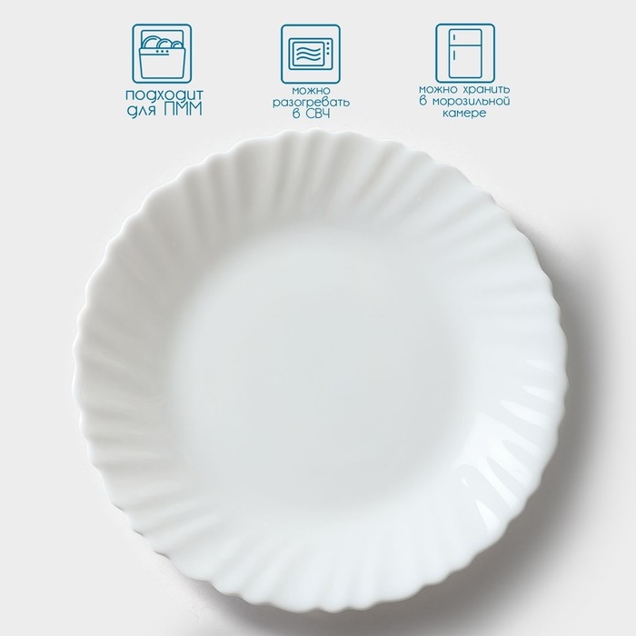 Набор десертных тарелок &laquo;Дива&raquo;, d=19 см, 6 шт, стеклокерамика, цвет белый