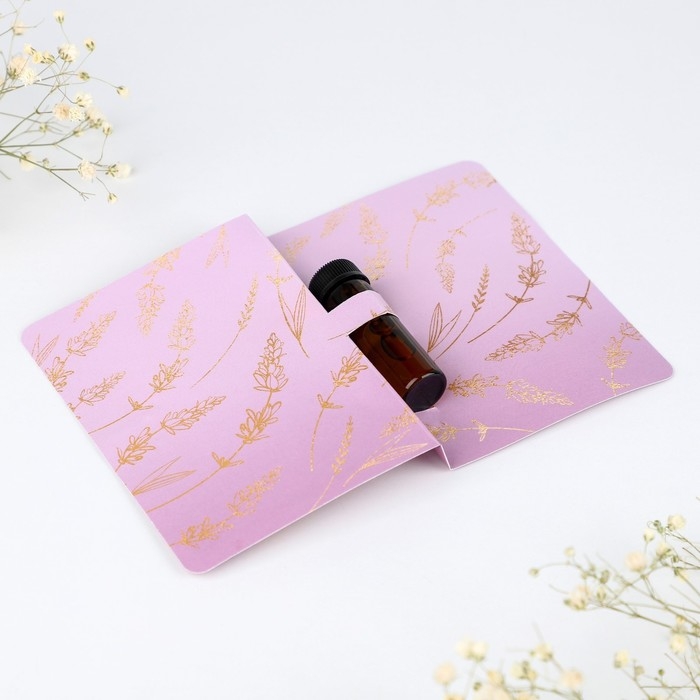 Аромамасло на открытке, аромат лаванда, для бани и дома, 5 мл. Аромамасло на открытке, аромат лаванда, для бани и дома, 5 мл.