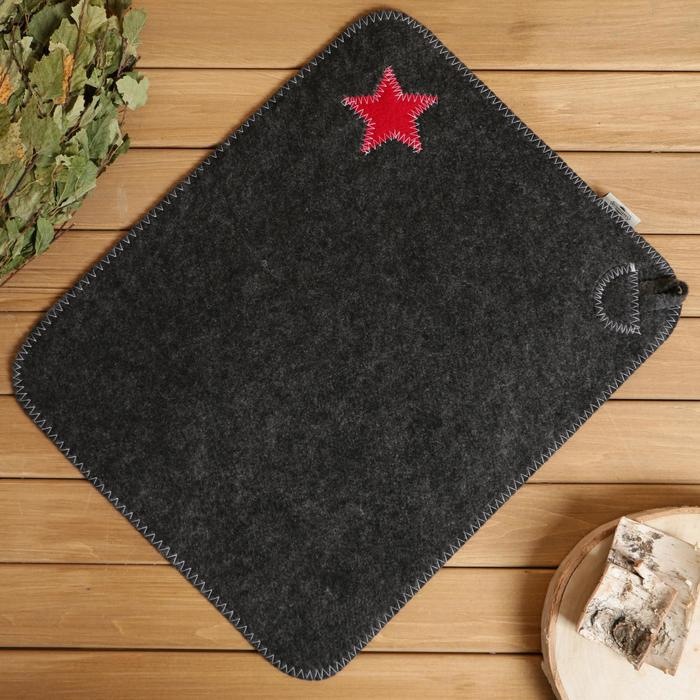 Набор для бани Набор для бани "Буденовец" серый: шапка, коврик, рукавица