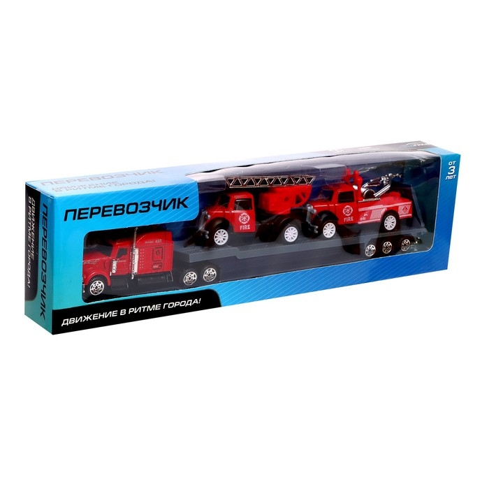 Грузовик металлический &laquo;Пожарная служба&raquo;, инерционный, с 2 машинками