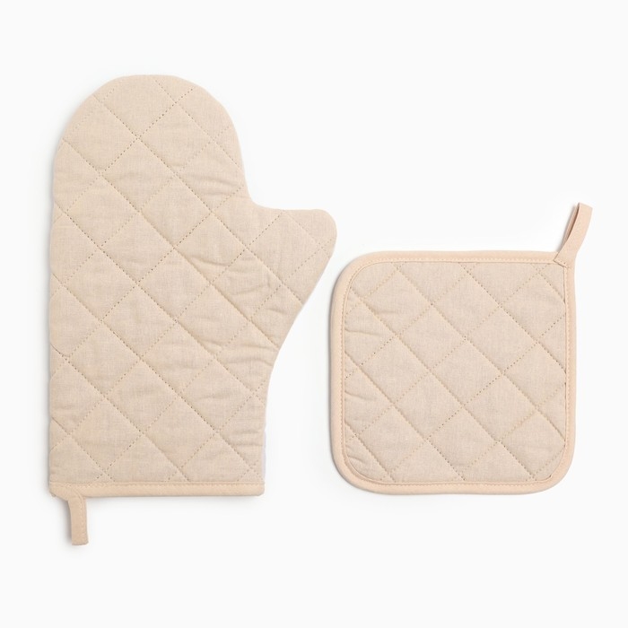 Набор кухонный Доляна Christmas kittens : прихватка 17х17 см, варежка-прихватка 20х28 см, 35% хлопок