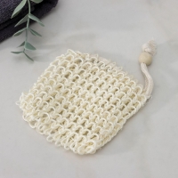 Мочалка-мешочек для вкладывания мыла Доляна, 10×10 см, бежевая Мочалка-мешочек для вкладывания мыла Доляна, 10×10 см, бежевая