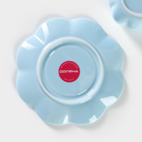 Чайная пара керамическая «Цветок», 3 предмета: чашка 240 мл, блюдце d=16 см, ложка, цвет голубой Чайная пара керамическая «Цветок», 3 предмета: чашка 240 мл, блюдце d=16 см, ложка, цвет голубой