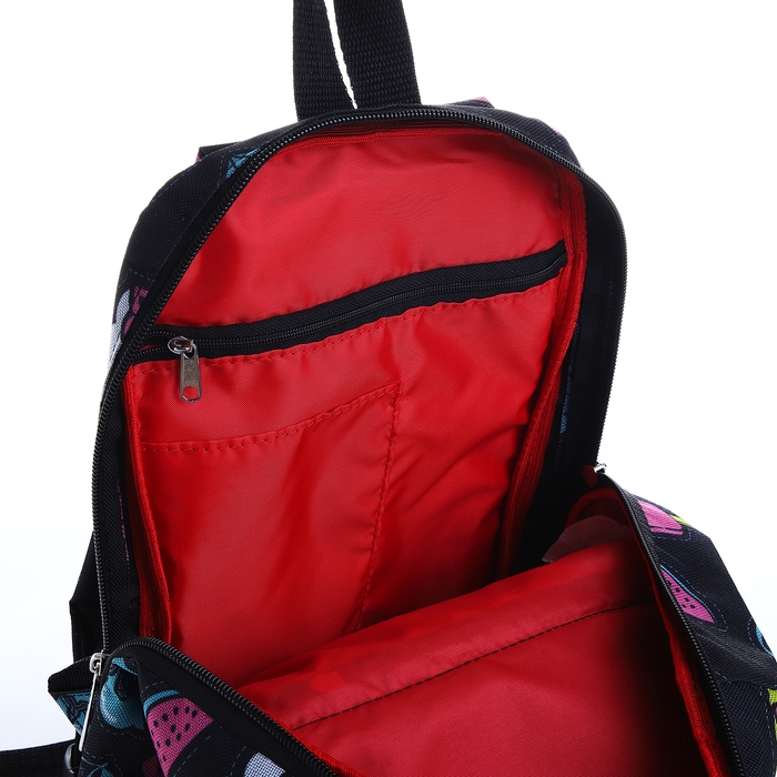 Рюкзак детский на молнии, 2 наружных кармана, цвет чёрный Рюкзак детский на молнии, 2 наружных кармана, цвет чёрный