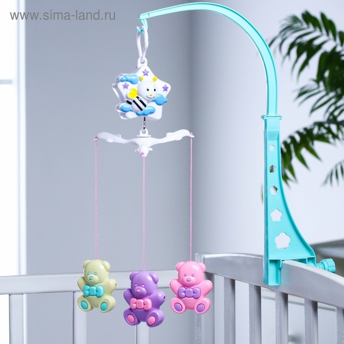 Мобиль музыкальный на кроватку &laquo;Мишутки&raquo;, 3 игрушки, заводной, Крошка Я