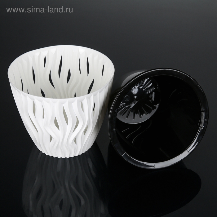 Кашпо для цветов со вставкой &laquo;Вдохновение&raquo;, 3 л, цвет бело-чёрный