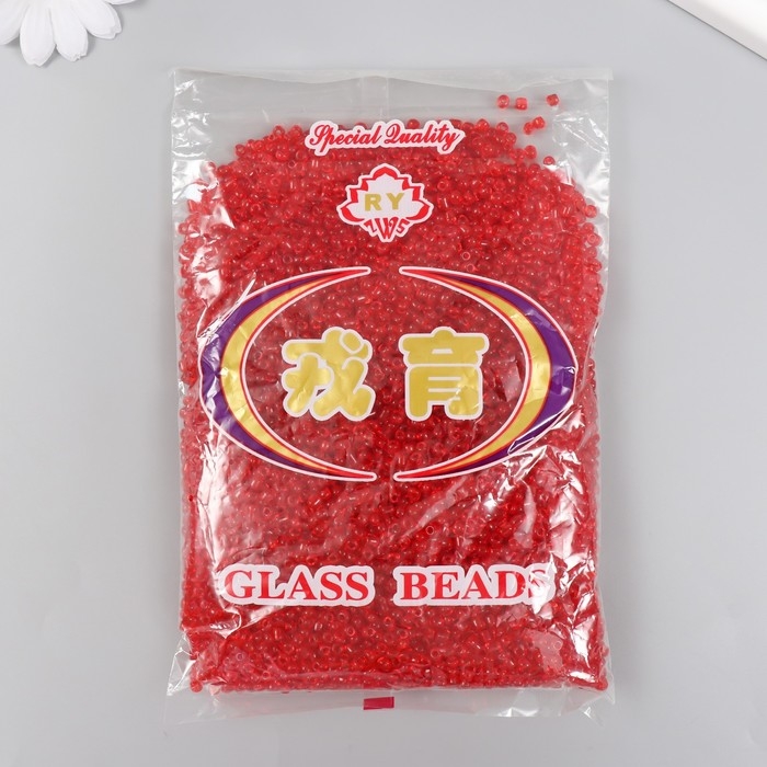 Бисер стекло 6/0 Бисер стекло 6/0 "Алый" прозрачный 450 гр