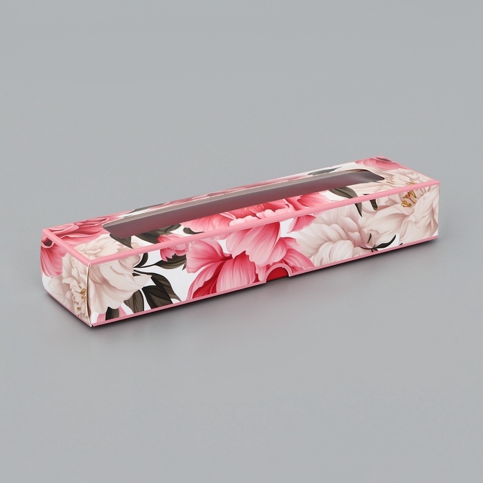 Коробка для 5 конфет с обечайкой, с окном Коробка для 5 конфет с обечайкой, с окном "Презент", 21 х 5 х 3,3 см. Кондитерская упаковка