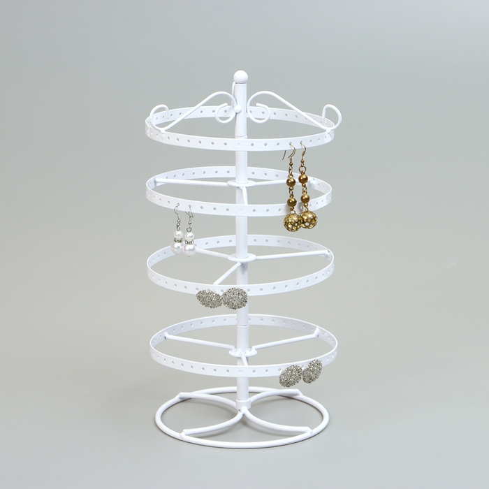 Подставка для украшений &laquo;Вертушка&raquo;, 4 яруса, металл, 15&times;15&times;35см, цвет белый