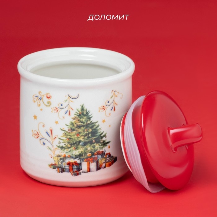 Сахарница новогодняя Доляна &laquo;Волшебное дерево&raquo;, 150 мл, керамика, цвет белый