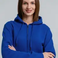 Толстовка на молнии с капюшоном унисекс King, ярко-синяя, размер XXL