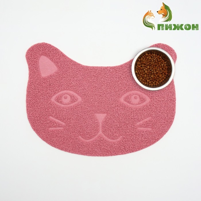 Коврик 2-в-1 под миску/туалет животных "Киса", 40 х 30 см, пепельно-розовый