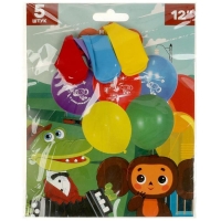 Шар латексный 12" &laquo;Чебурашка&raquo; монохромный принт, набор 5 шт.