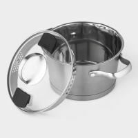 Кастрюля из нержавеющей стали Magistro HiTech Steel, 4 л, d=22 см, h=13 см, слив для воды, капсульное дно, индукция