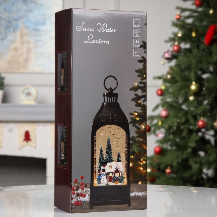 Фигура светодиодная &laquo;Зимний городок&raquo;, 36х12.8х6.5 см, музыка, батарейки ААх3 (не в комплекте), USB, свечение тёплое белое