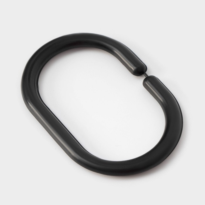 Кольца для штор Доляна, в ванную, пластик, 12 шт, 5,9&times;3,9 см, цвет чёрный