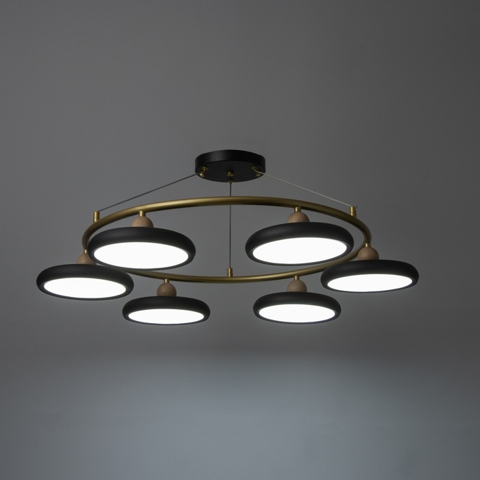 Люстра "Моника" 6хLED 144Вт 3000-6000К черно-золотой 78х78х100 см