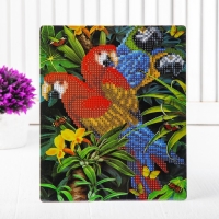 Алмазная вышивка с частичным заполнением «Попугаи» с подставкой, размер картины: 21 × 25 см Алмазная вышивка с частичным заполнением «Попугаи» с подставкой, размер картины: 21 × 25 см
