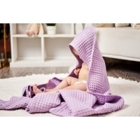 Полотенце уголок вафельное Крошка Я "Boho" 120х120 см, цвет сиреневый, 100%хлопок, 290 г/м2 Полотенце уголок вафельное Крошка Я "Boho" 120х120 см, цвет сиреневый, 100%хлопок, 290 г/м2