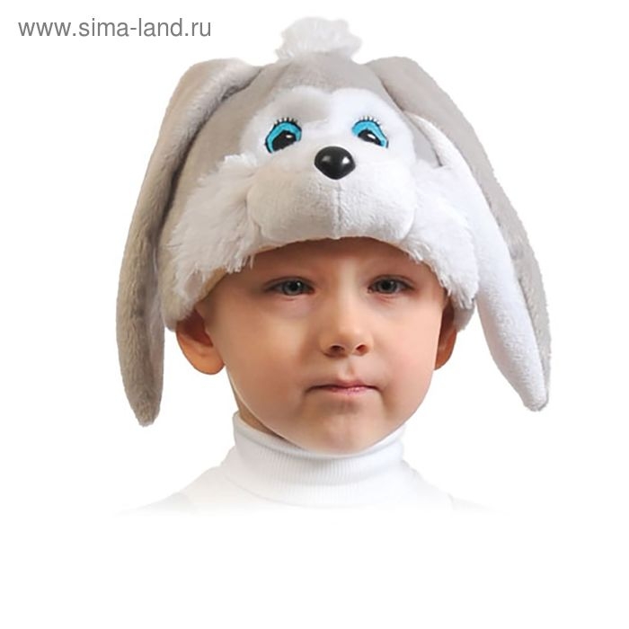 Шапка Шапка "Зайчик серый" плюш, размер 52-54 см