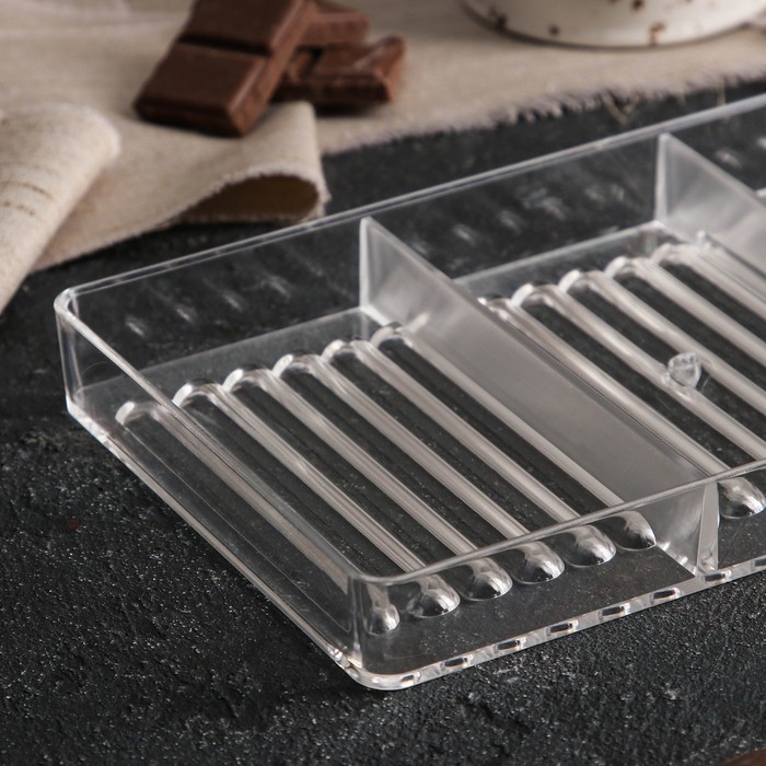 Форма для шоколада «Соломка», 20×12×2,5 см, 18 ячеек 8,5×0,5 см, цвет прозрачный Форма для шоколада «Соломка», 20×12×2,5 см, 18 ячеек 8,5×0,5 см, цвет прозрачный