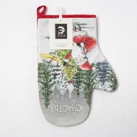 Новый год. Варежка-прихватка &laquo;Желаю счастья&raquo; 20х28см, цвет МИКС, 100% хлопок, ватин 250г/м2