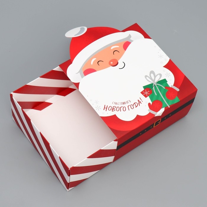 Подарочная коробка новогодняя складная &laquo;Дед Мороз&raquo;, 15 х 15 х 8 см, Новый год