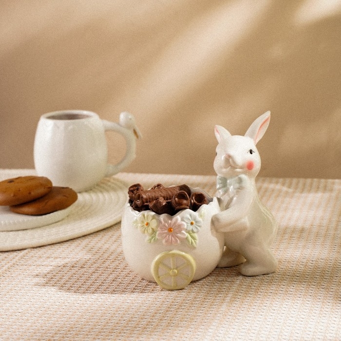 Конфетница керамическая SL Home «Лесные кролики», 17,5×13×16,8 см, цвет белый Конфетница керамическая SL Home «Лесные кролики», 17,5×13×16,8 см, цвет белый