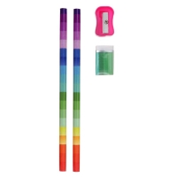 Набор настольный детский "Радуга" (подставка+2 карандаша+линейка+точилка+ластик+блокнот 8 листов) Набор настольный детский "Радуга" (подставка+2 карандаша+линейка+точилка+ластик+блокнот 8 листов)