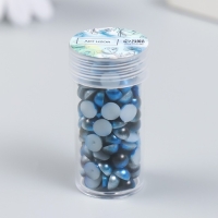 Декор "Полубусины и стразы. Градиент синий" d=6 мм 10г 200 шт 5х2,5 см МИКС