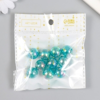 Бусины для творчества пластик "Перламутр голубой" набор 20 гр 1,6х1,6 см