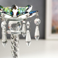 Подсвечник стекло на 1 свечу "Лотос на пьедестале" зелень голография 22,3х10,5х10,5 см Подсвечник стекло на 1 свечу "Лотос на пьедестале" зелень голография 22,3х10,5х10,5 см