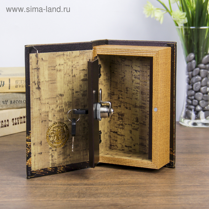 Сейф-книга дерево Сейф-книга дерево "Ночной Париж в золоте" кожзам 17х11х5 см