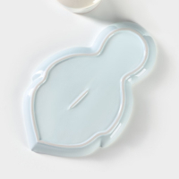 Чайная пара керамическая &laquo;Листочек&raquo;, 3 предмета: чашка 320 мл, блюдце 25,5&times;16 см, ложка, цвет голубой