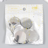 Пайетки "Круг" серебро набор 30 гр d=3 см Пайетки "Круг" серебро набор 30 гр d=3 см