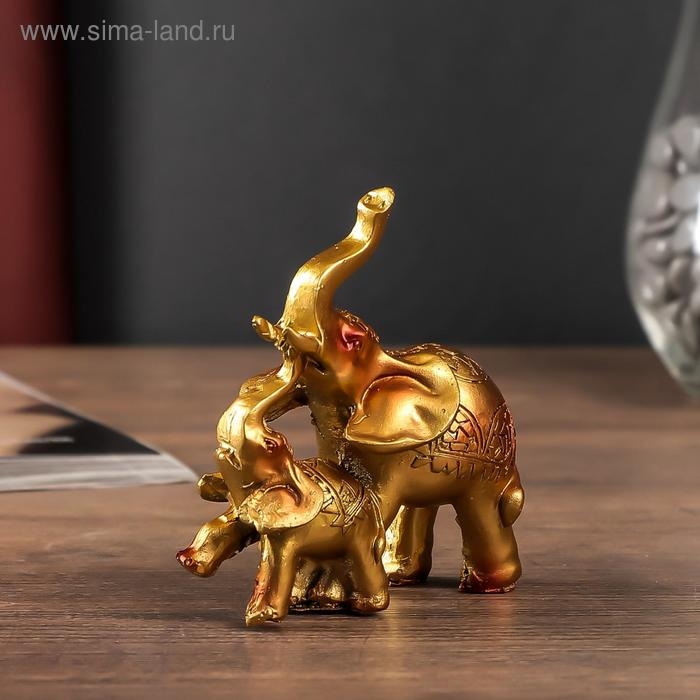 Сувенир полистоун "Слон со слонёнком мозаика на попоне"МИКС 12х12х4 см