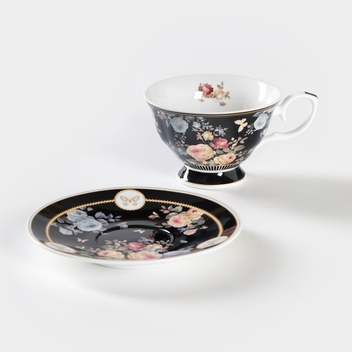 Чайная пара керамическая &laquo;Кобальт&raquo;, 2 предмета: чашка 230 мл, блюдце d=15 см