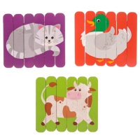 Головоломка. Собери 6 картинок «Ферма», двусторонние палочки Головоломка. Собери 6 картинок «Ферма», двусторонние палочки