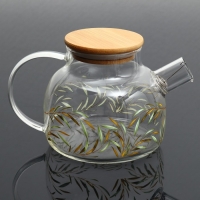 Чайник стеклянный заварочный с бамбуковой крышкой «Тропики», 1000 мл Чайник стеклянный заварочный с бамбуковой крышкой «Тропики», 1000 мл