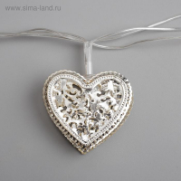 Гирлянда &laquo;Нить&raquo; 4 м с насадками &laquo;Сердечко&raquo;, IP20, прозрачная нить, 20 LED, свечение белое, 8 режимов, 220 В