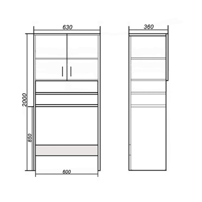 Шкаф для ванной комнаты Шкаф для ванной комнаты "Комби 60", 63 х 36 х 200 см