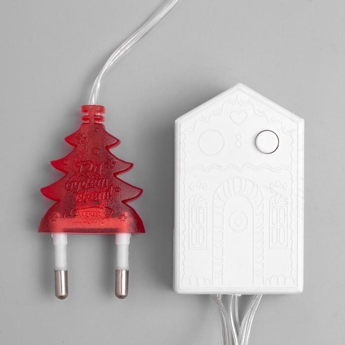 Гирлянда &laquo;Нить&raquo; 10 м, IP20, прозрачная нить, 100 LED, свечение красное, 8 режимов, 220 В