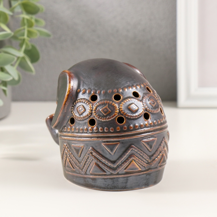 Сувенир керамика "Слонёнок. Этнические узоры" коричневый 8х12,5х9 см