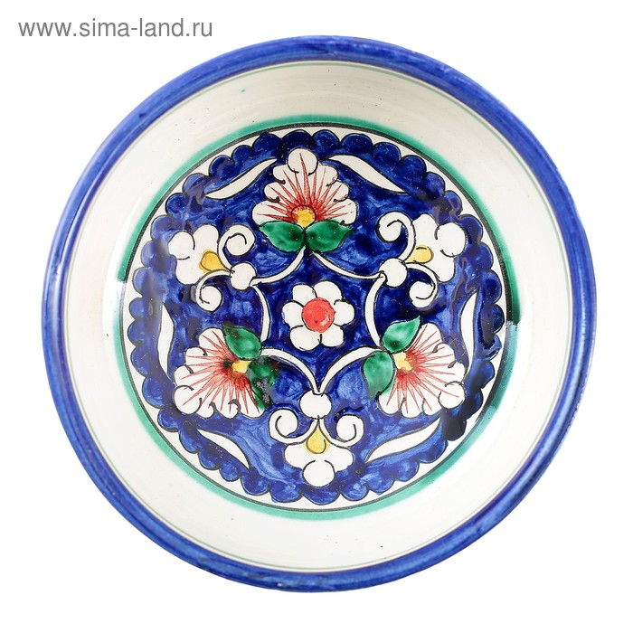 Сахарница Риштанская Керамика "Цветы", 250 мл, синяя