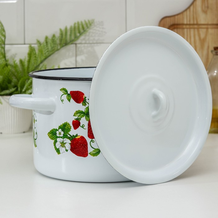 Кастрюля эмалированная, 4,5 л, рисунок МИКС, цвет белый