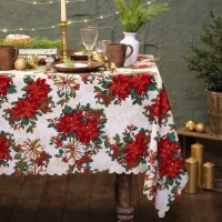 Скатерть новогодняя Доляна "Новогодние украшения" 145*220 см, 100% п/э Скатерть новогодняя Доляна "Новогодние украшения" 145*220 см, 100% п/э